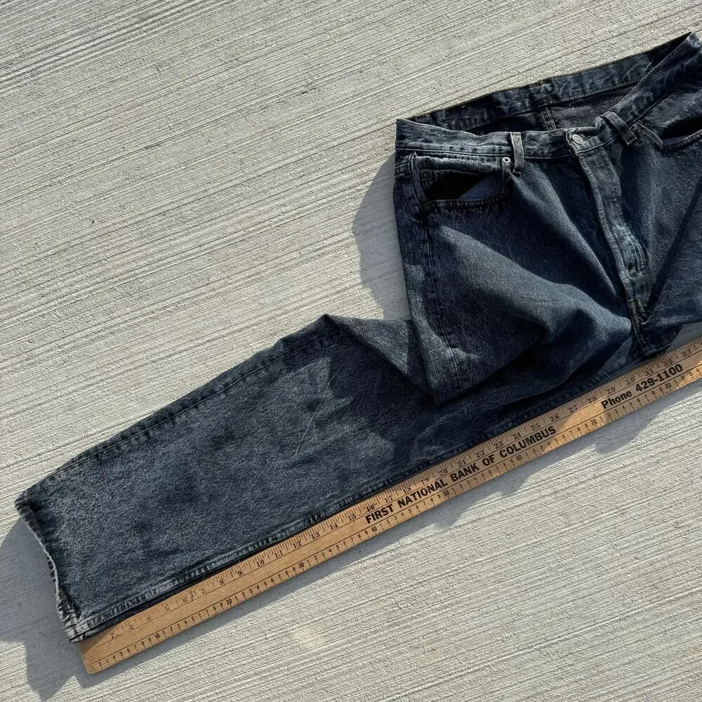 VTG 80s Levi's 501 Button Fly Straight Leg Faded Black Jeans 36x32 ACTUAL 34x31